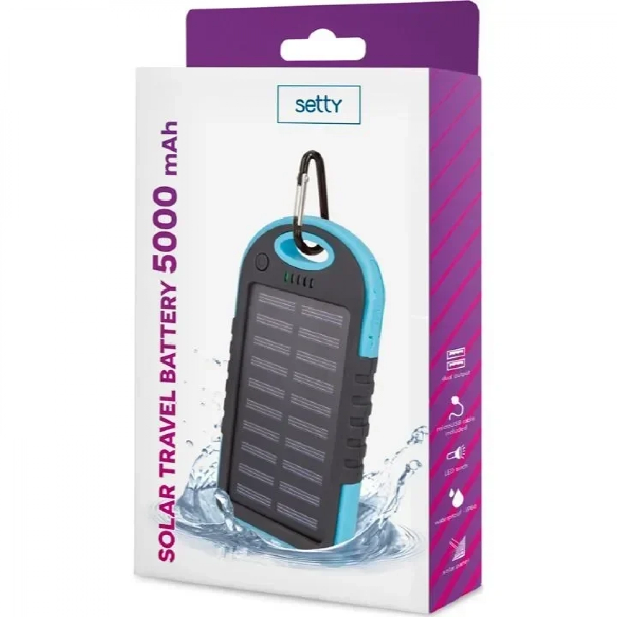 Setty solar power bank 5000 mAh blue