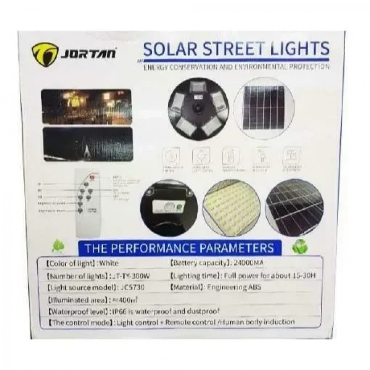 Ηλιακό φωτιστικό δρόμου-πλατείας LED 300w με ανιχνευτή κίνησης Jortan JC5730