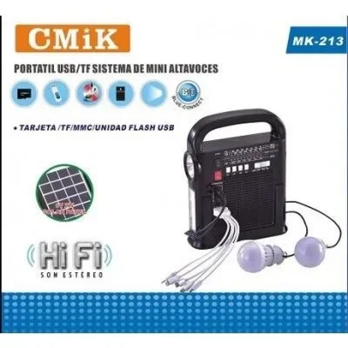 Επιτραπέζιο Ραδιόφωνο Ηλιακό με Bluetooth και USB CMiK MK-213 Μαύρο