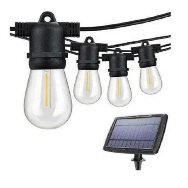 Ηλιακό σετ LED γιρλάντα με 10 λαμπτήρες τύπου edison 7,5m θερμό χρώμα OEM