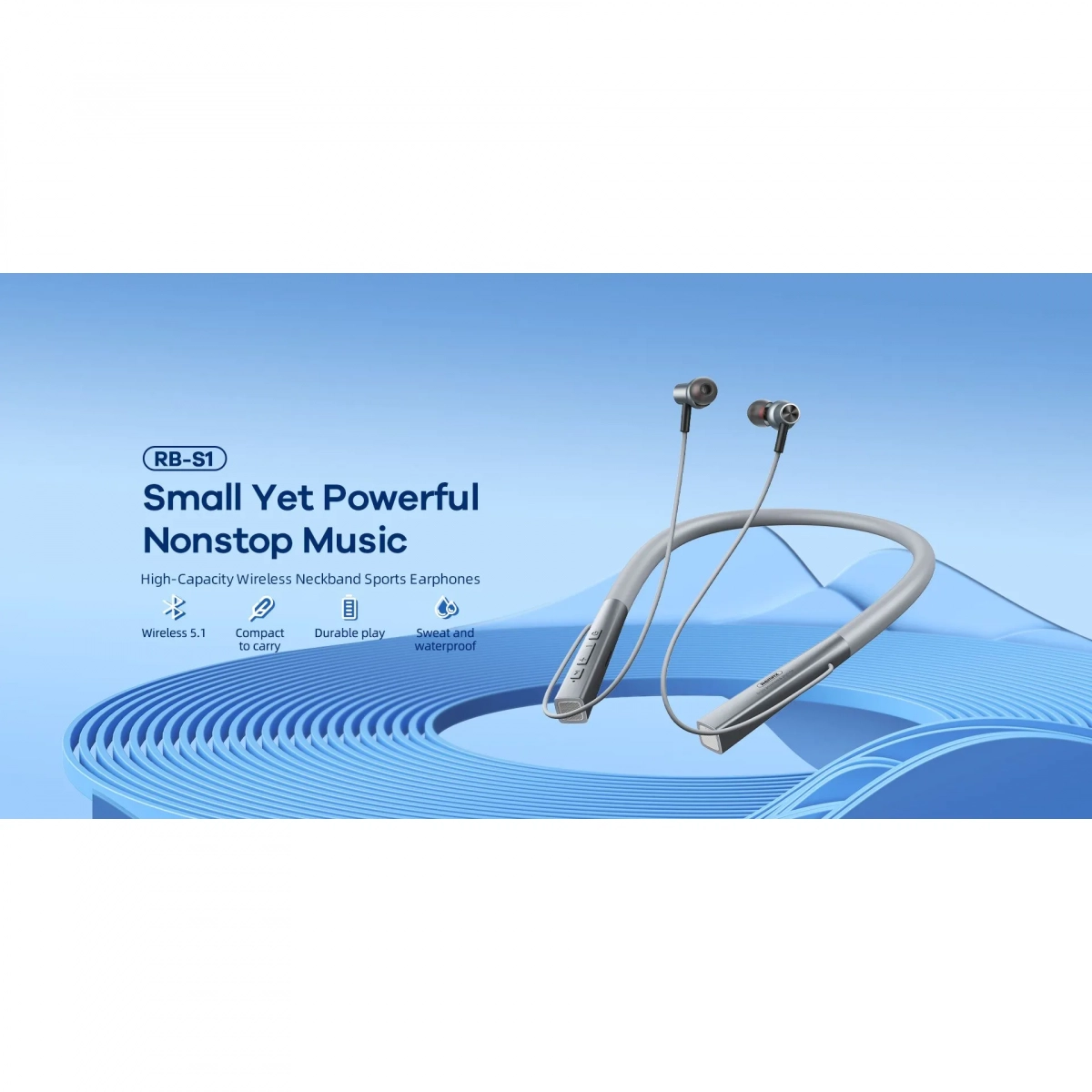 Remax RB-S1 bluetooth Ακουστικό 20 ωρών αναπαραγωγής, Grey