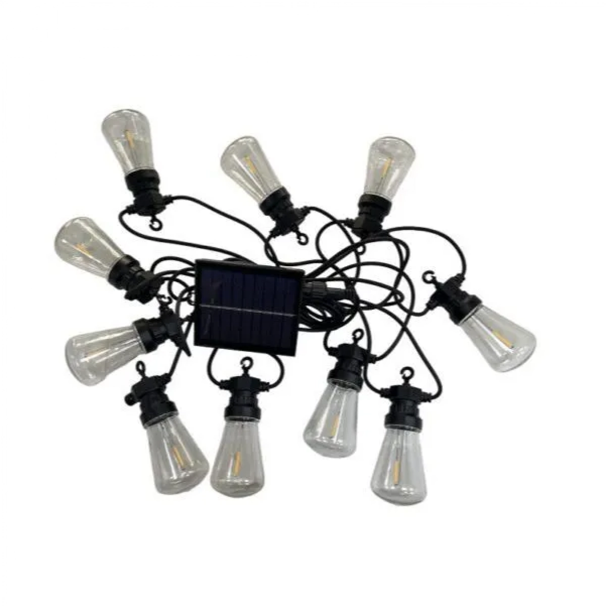 Ηλιακό σετ LED γιρλάντα με 10 λαμπτήρες τύπου edison 7,5m θερμό χρώμα OEM