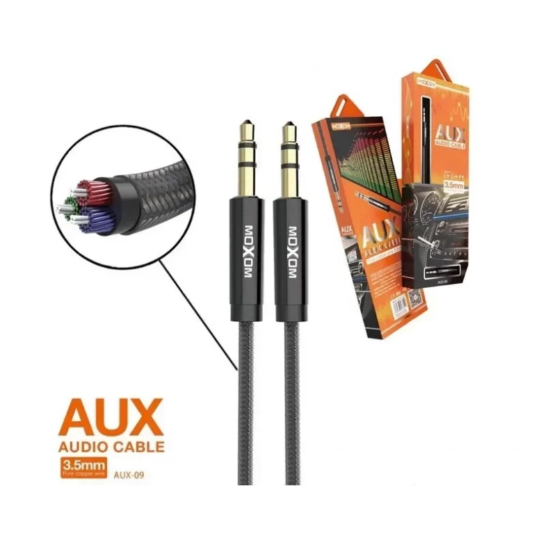 Καλώδιο Ήχου Moxom AUX-09 3.5mm (1m) Black