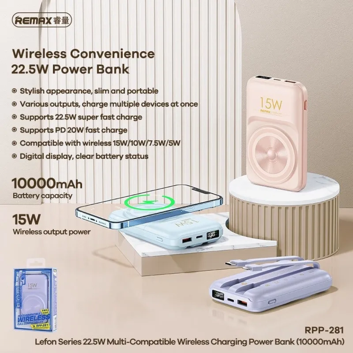 Remax RPP-281 Power Bank 10000mAh 22.5W με Θύρα USB-C Power Delivery a