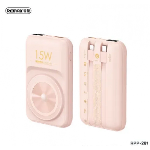 Remax RPP-281 Power Bank 10000mAh 22.5W με Θύρα USB-C Power Delivery Ροζ