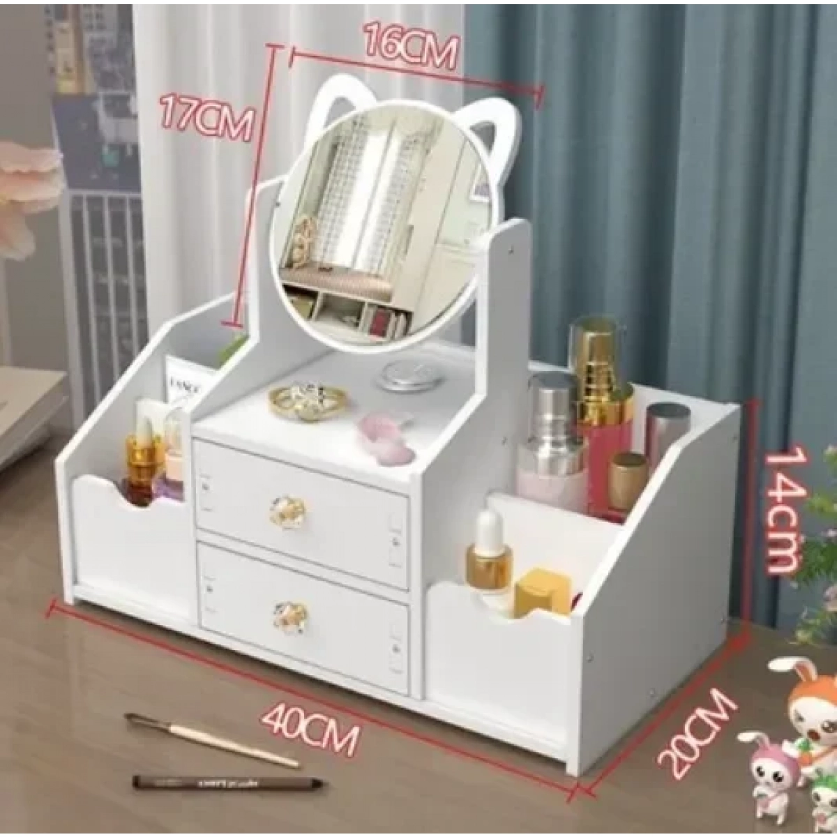Θήκη οργάνωσης καλλυντικών με καθρέφτη Makeup Organizer With Mirror  40x20x14 - Image 2