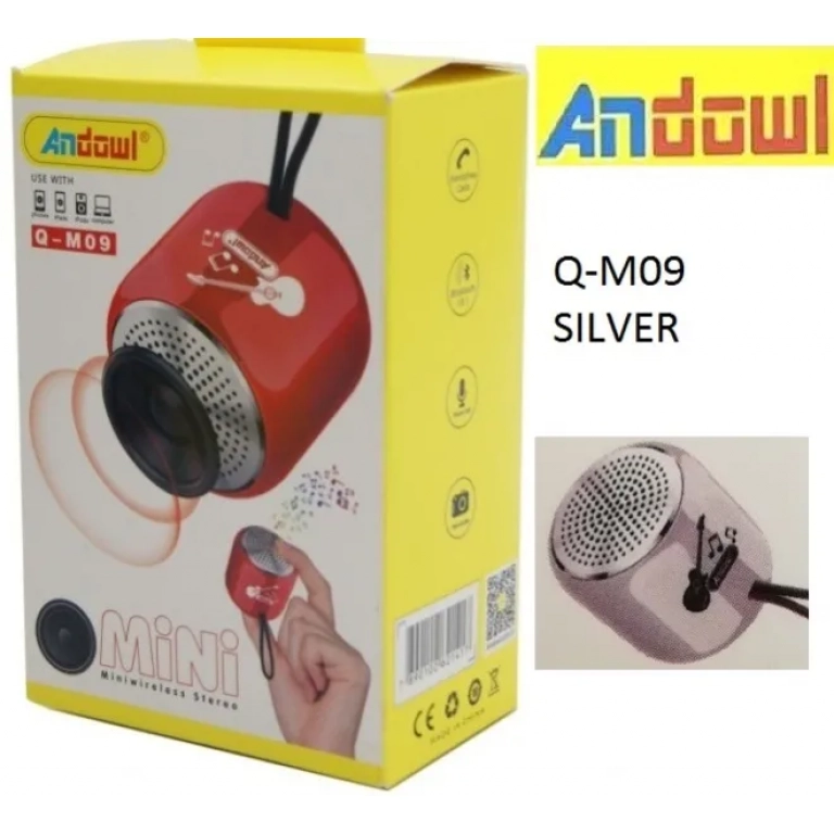 Επαναφορτιζόμενο Μίνι Ηχείο Bluetooth Ασημί Q-M09 ANDOWL