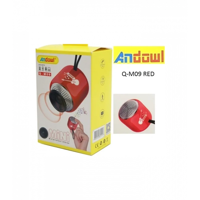 Επαναφορτιζόμενο Μίνι Ηχείο Bluetooth Κόκκινο Q-M09 ANDOWL