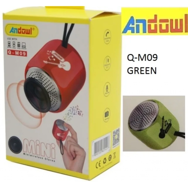Επαναφορτιζόμενο Μίνι Ηχείο Bluetooth Πράσινο Q-M09 ANDOWL