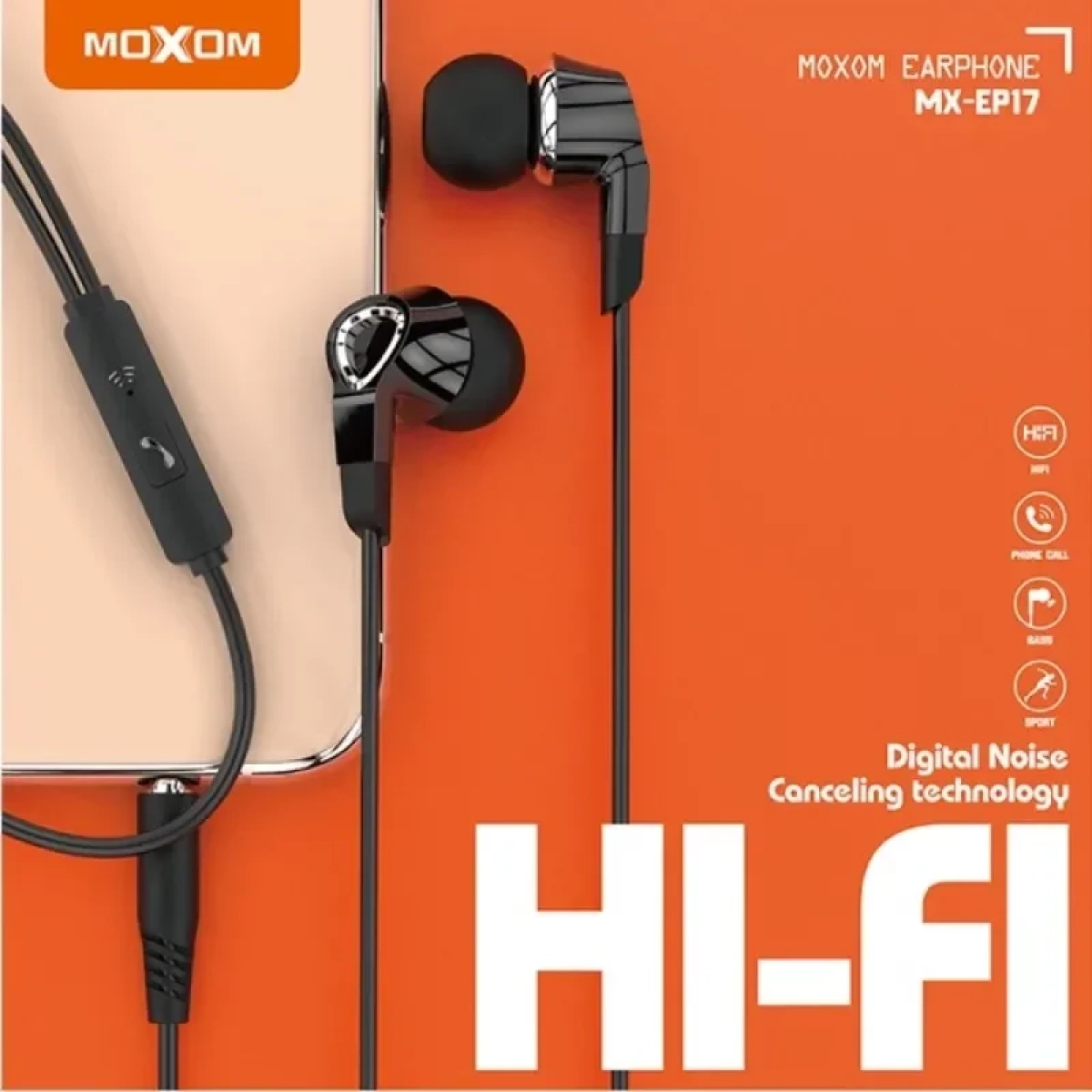 Moxom MX-EP17 In-ear Handsfree με Βύσμα 3.5mm Μαύρο