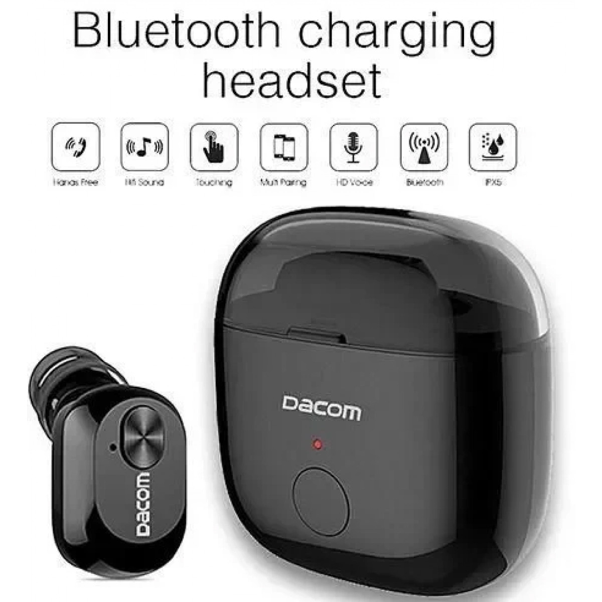 Dacom K6P In-ear Bluetooth Handsfree Ακουστικό με Θήκη Φόρτισης Μαύρο