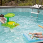 Βρεφικό Σωσίβιο Swimtrainer με Μήκος 70εκ. και Σκίαστρο για 6 Μηνών έως 3 Ετών Πράσινο 8251 Βάτραχος