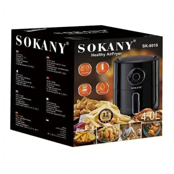 Sokany SK-8019 Φριτέζα Αέρος με Αποσπώμενο Κάδο 4lt Μαύρη