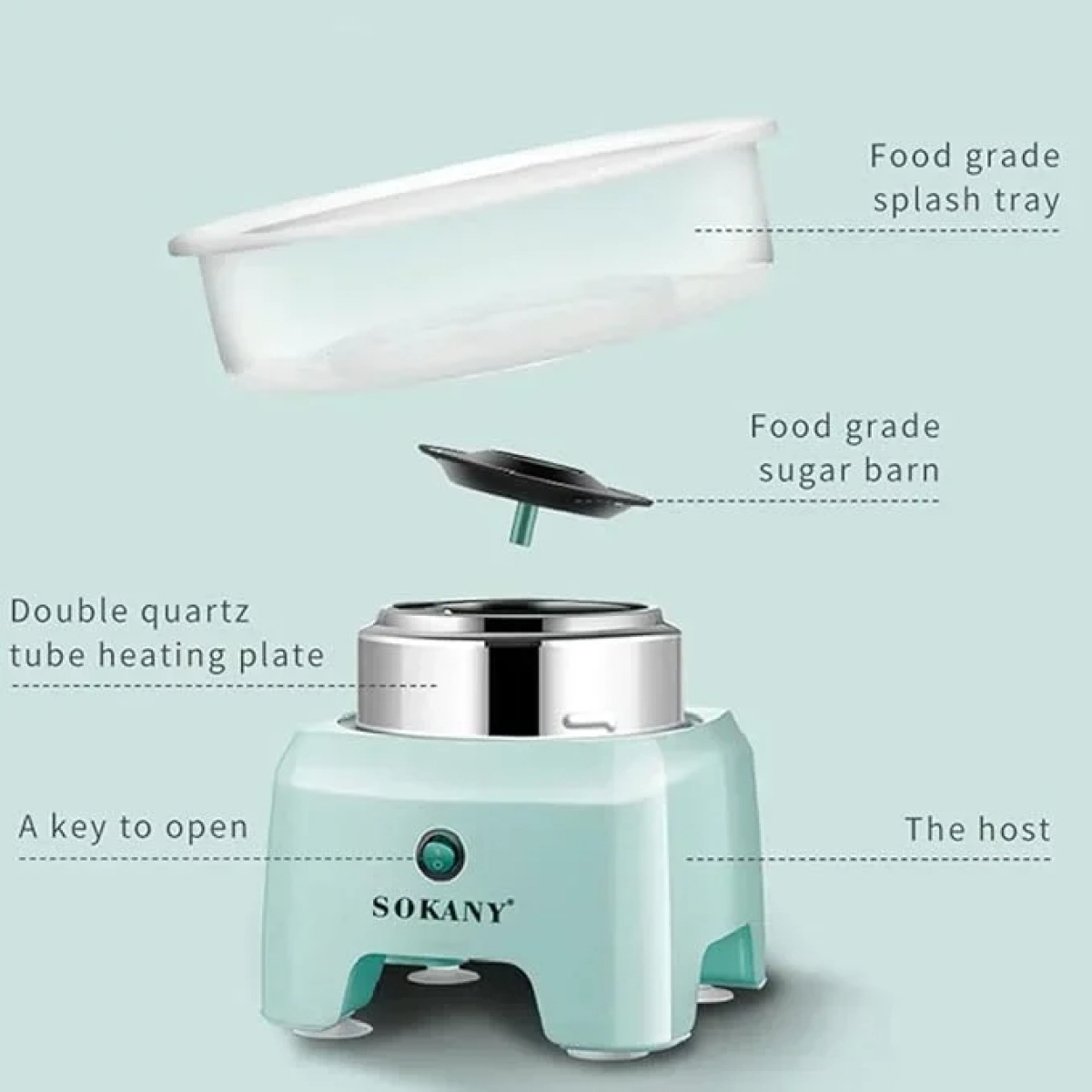 Μηχανή Για Μαλλί Της Γριάς Γαλάζιο Sokany SK-520 500W, Διάμετρος 29.8cm
