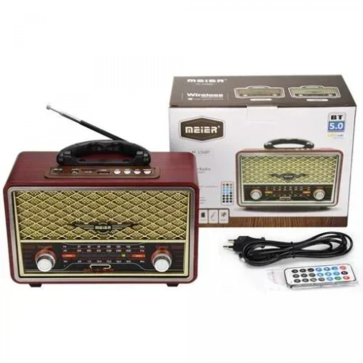 Luvianta M-156BT Retro Επιτραπέζιο Ραδιόφωνο Επαναφορτιζόμενο με USB Καφέ