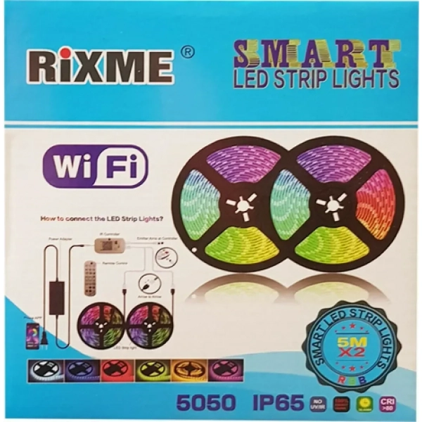 Αδιάβροχη Ταινία LED Τροφοδοσίας 12V RGB Μήκους 2x5m και 50 LED ανά Μέτρο Σετ με Τηλεχειριστήριο και Τροφοδοτικό Τύπου SMD5050