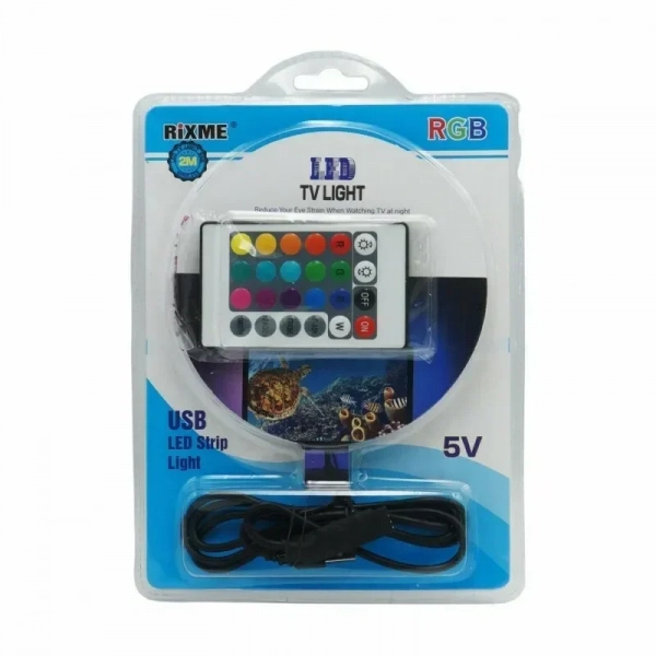 Ταινία LED Τροφοδοσίας USB (5V) RGB Μήκους 2m και 30 LED ανά Μέτρο με Τηλεχειριστήριο