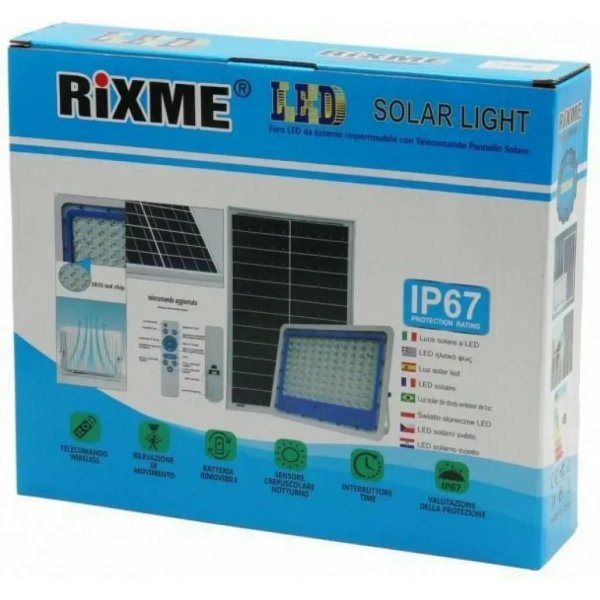 Στεγανός Ηλιακός Προβολέας IP67 Ισχύος 300W με Αισθητήρα Κίνησης και Τηλεχειριστήριο σε Λευκό χρώμα PS-11033