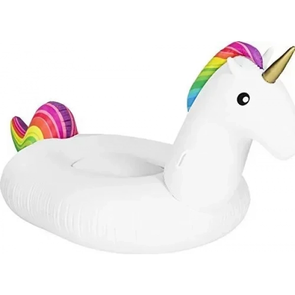 200cm Φουσκωτό Ride On Θαλάσσης Unicorn με Χειρολαβές σε Λευκό Χρώμα 200cm