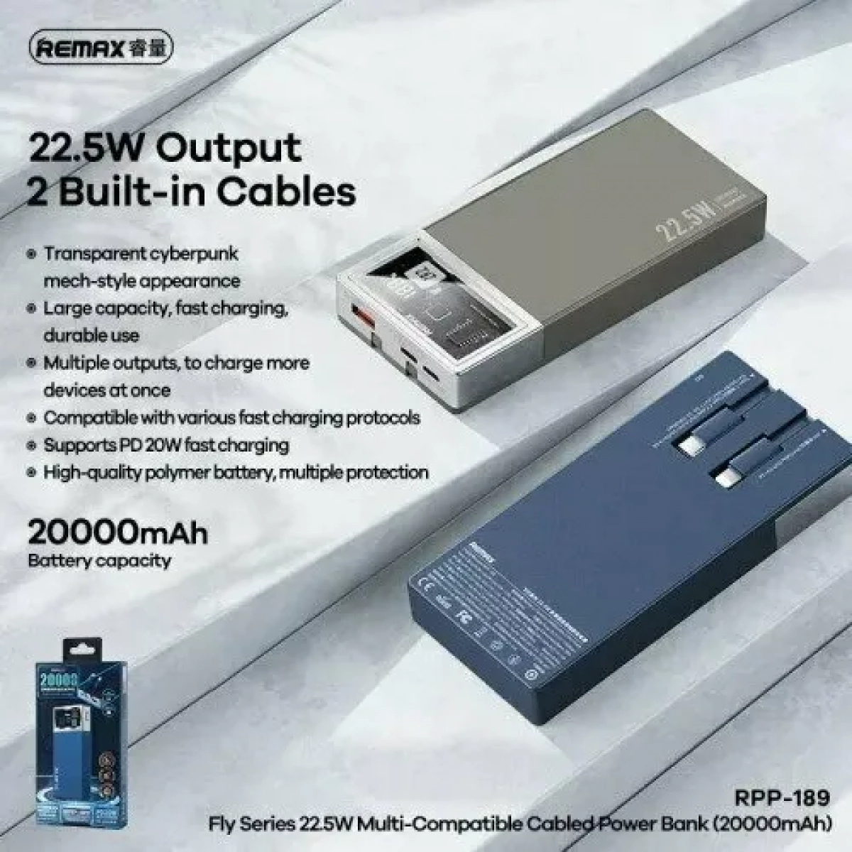 remax-rpp-189-fly-series-power-bank-20000mah-22-5w-me-thyra-usb-a-kai-thyra-usb-c-grey