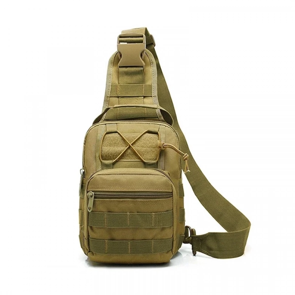 Military Sling Shoulder Tactical Bagpack Τσάντα χιαστί για αναρρίχηση πεζοπορίας σε ανοιχτό καφέ 8L