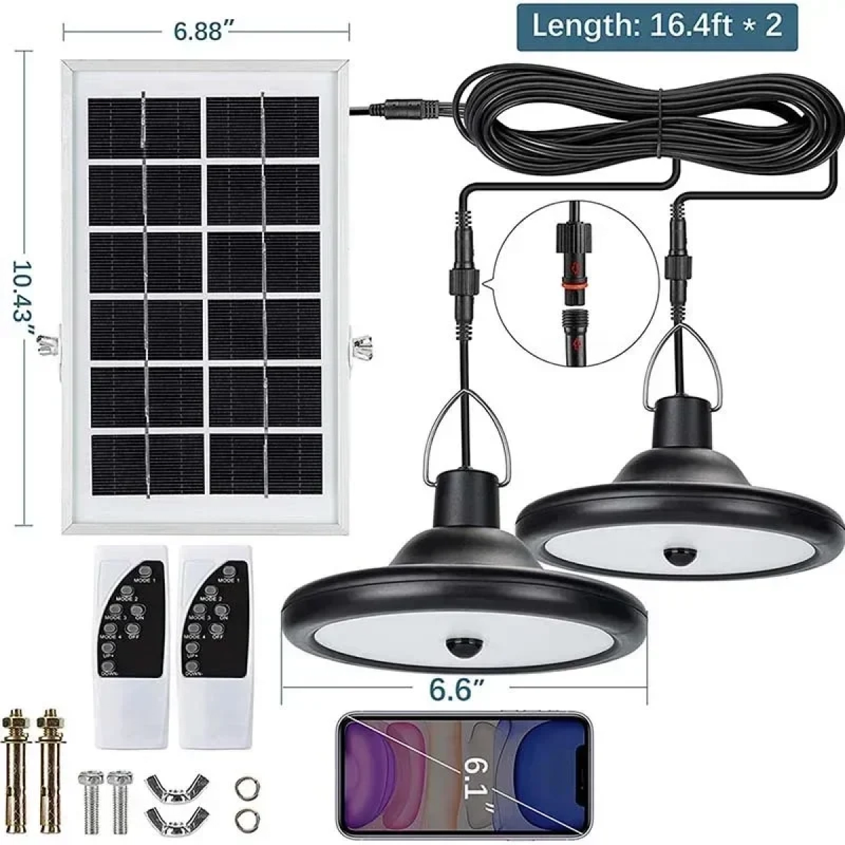 Διπλό Ηλιακό Φωτιστικό 112LED Λευκού Θερμού Φωτισμού 2τμχ OEM