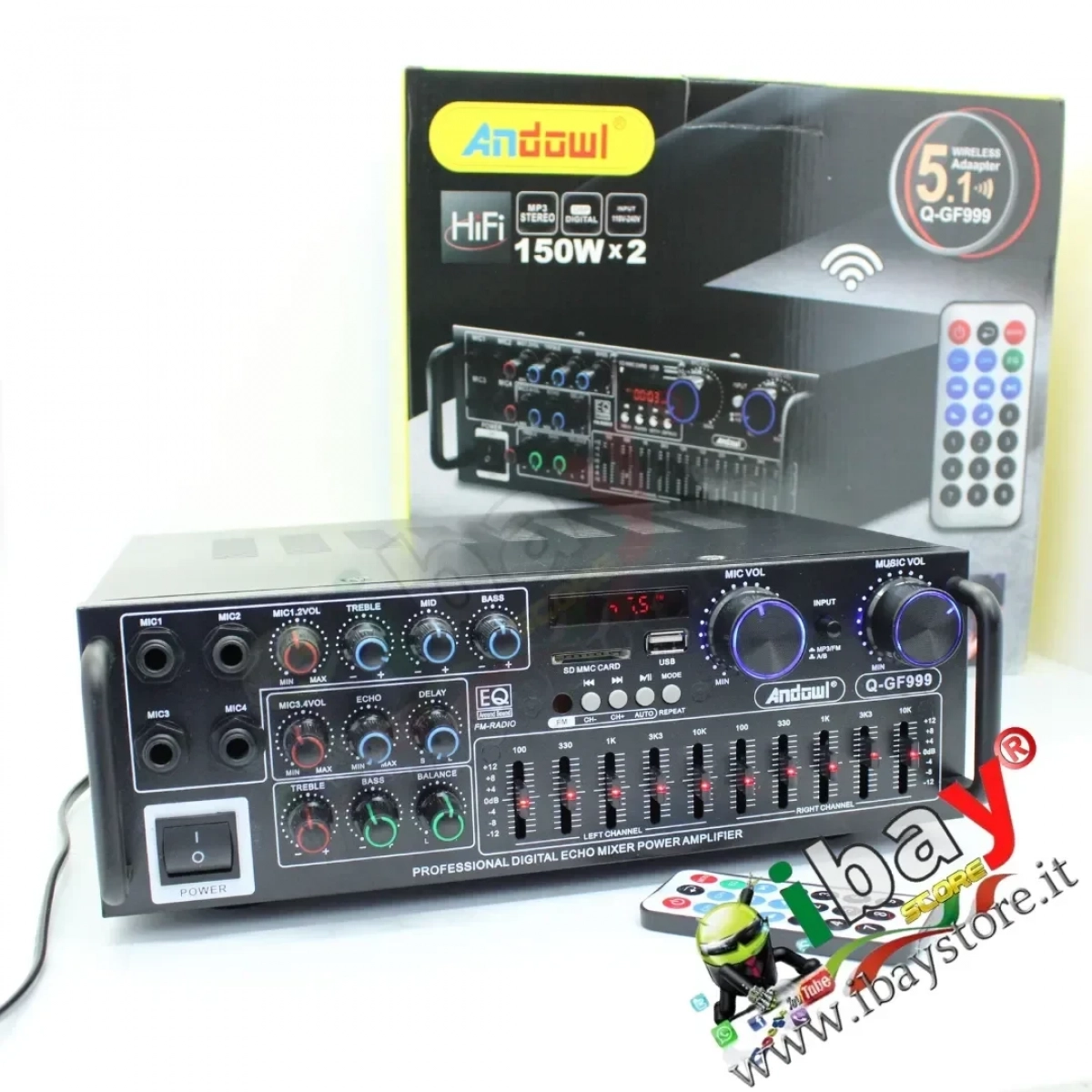 enischytis-ichou-2x150w-karaoke-fm-bluetoothmp3-usb-bluetooth-andowl-q-gf999-X2027a