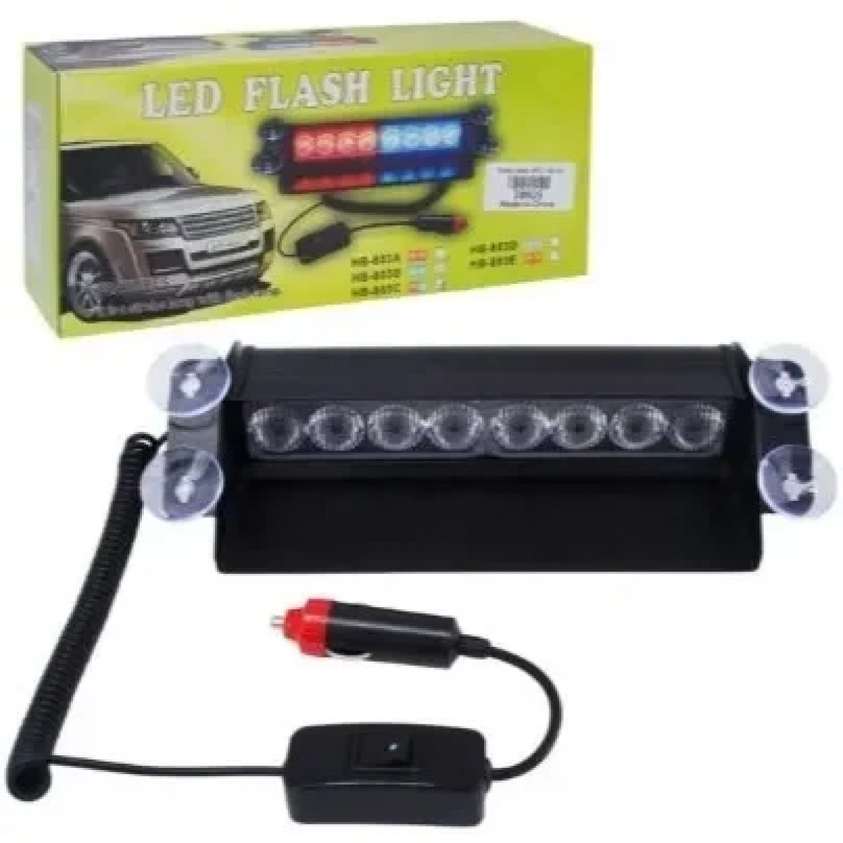 Φάρος Αυτοκινήτου Flash Light LED 8W 12V 27cm HB-803C Μπλε και Κόκκινο