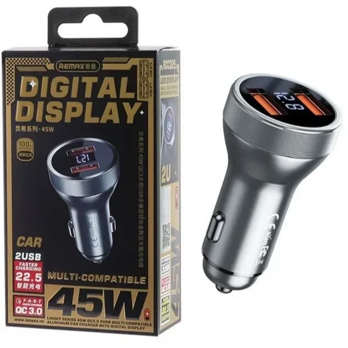 Φορτιστής αυτοκινήτου Remax LINSEY SERIES 45W QC3.0 2USB (RCC325)