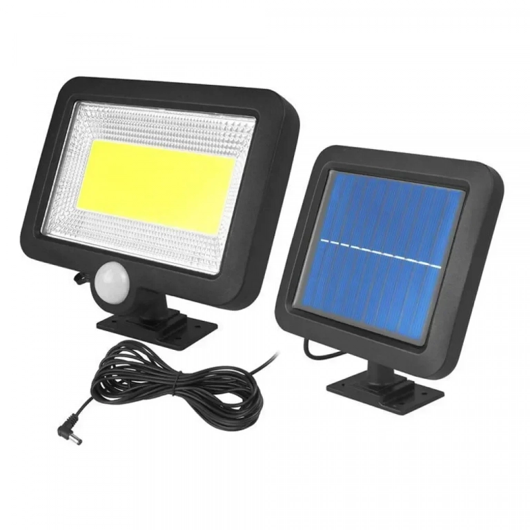 Ηλιακός Προβολέας με Ανιχνευτή Κίνησης COB LED IP65 10W 200LM Split Solar Lamp DS-54431 σε Μαύρο χρώμα