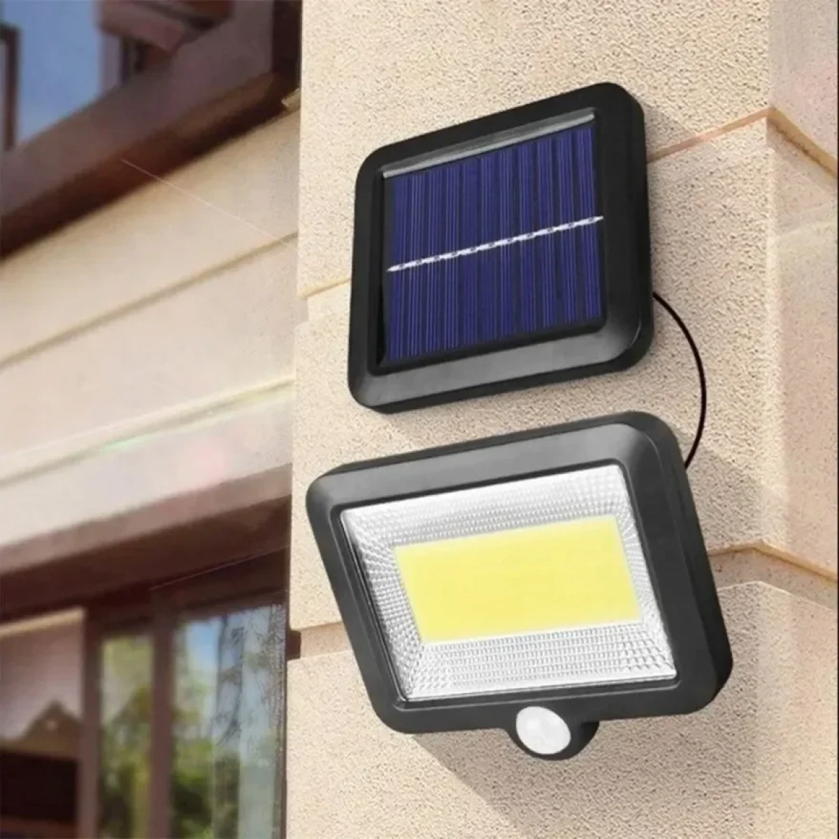 Ηλιακός Προβολέας με Ανιχνευτή Κίνησης COB LED IP65 10W 200LM Split Solar Lamp DS-54431 σε Μαύρο χρώμα