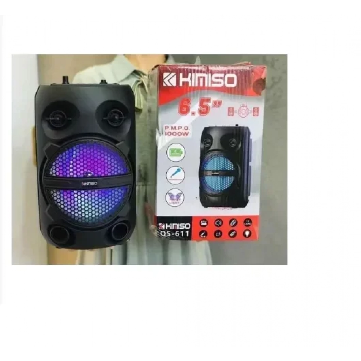 Kimiso QS-611 Φορητό Ηχείο Με Φως LED 6.5''