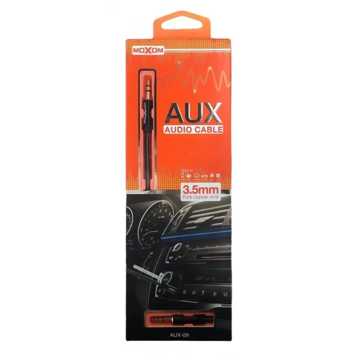 Καλώδιο Ήχου Moxom AUX-09 3.5mm (1m) Black