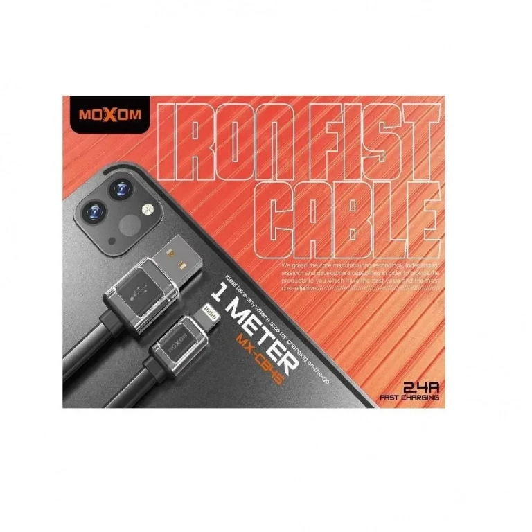 ORIGINAL MOXOM FLAT 2.4A CABLE (CB45) FOR IP &ANDROID