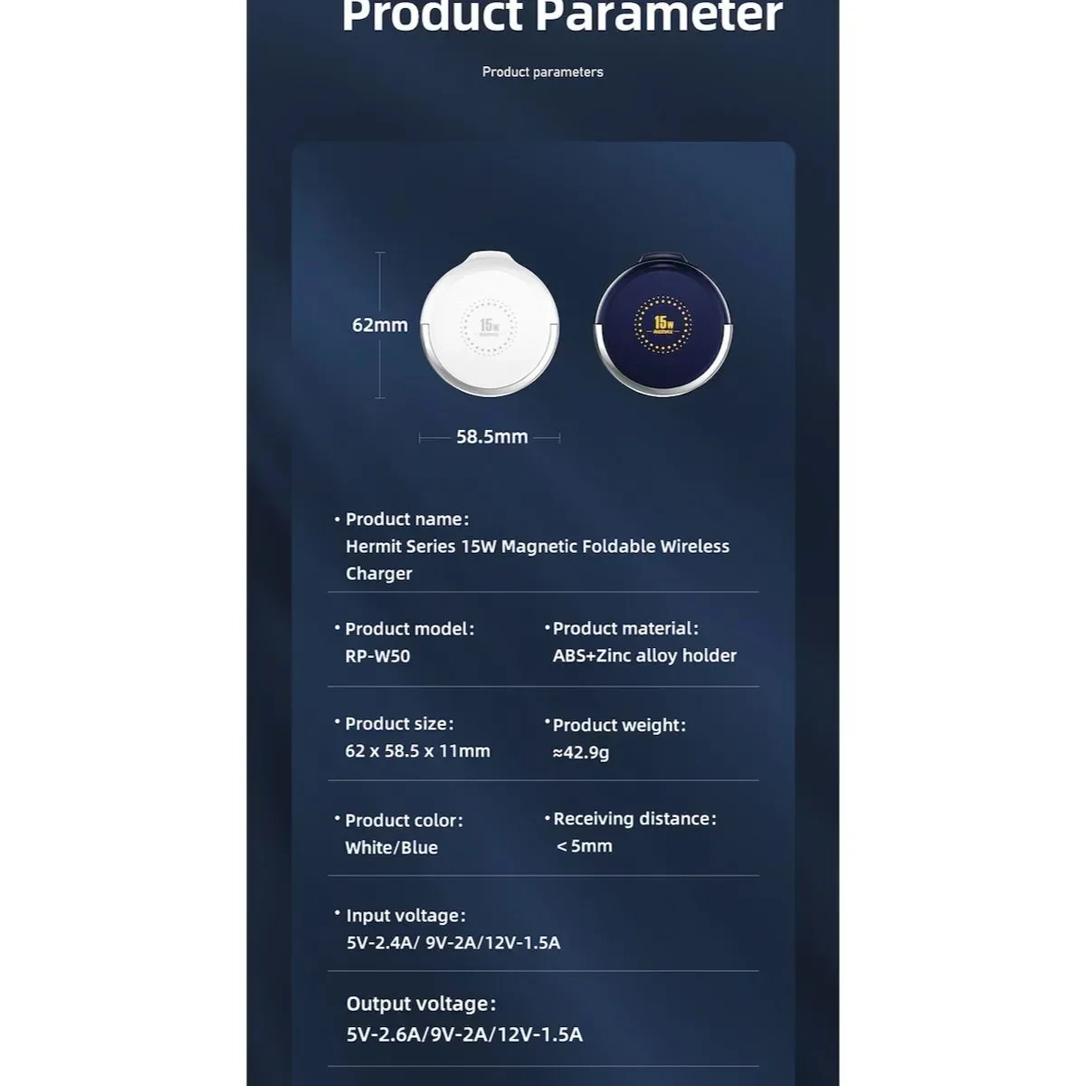 Remax Ασύρματος Φορτιστής (Qi Pad) 15W Λευκός (RP-W50)