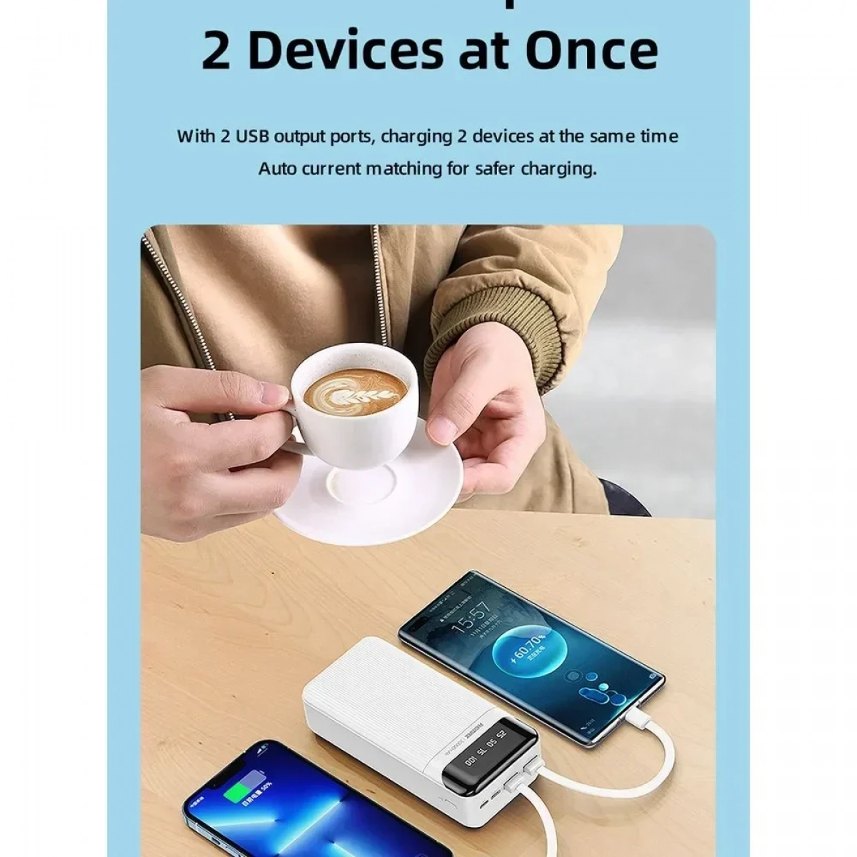 Remax RPP-103 Power Bank 30000mAh με 2 Θύρες USB-A και Θύρα USB-C Λευκό