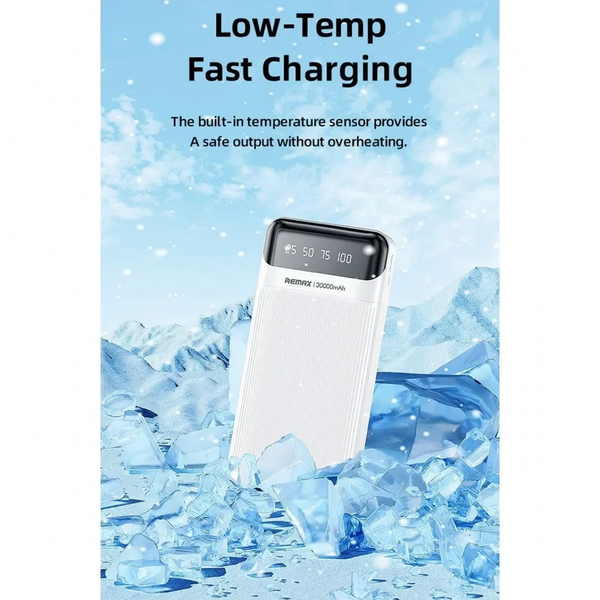 Remax RPP-103 Power Bank 30000mAh με 2 Θύρες USB-A και Θύρα USB-C Λευκό