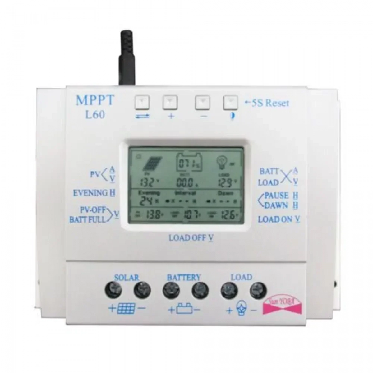Ρυθμιστής Φόρτισης PWM-MPPT LCD T60 60Ah 12V/24V L60a
