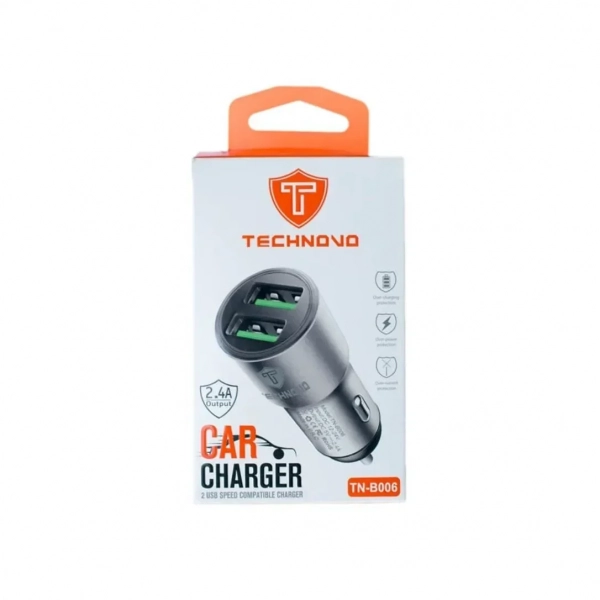 Technovo Φορτιστής Κινητού Αυτοκίνητου με Θύρες 2x USB 2,4A TN-B006