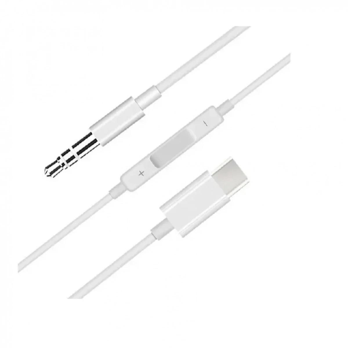 Type-C to 3.5mm Aux Audio Control Adapter Cable Stereo -1M – Λευκό