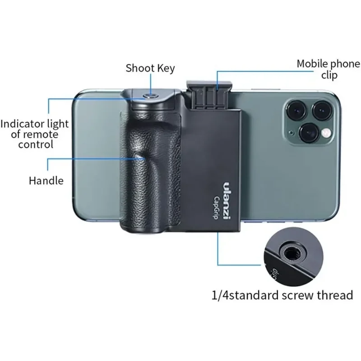 Ulanzi CapGrip -Handle Grip Λαβή Στήριξης Κινητού με Χειριστήριο Bluetooth για Selfie Ws-19010-1