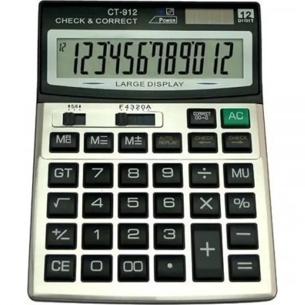 Αριθμομηχανή CT912 12 Ψηφίων σε Ασημί Χρώμα