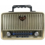 KEMAI MD-1908BT Retro Επιτραπέζιο Ραδιόφωνο Επαναφορτιζόμενο με Bluetooth και USB Χρυσό