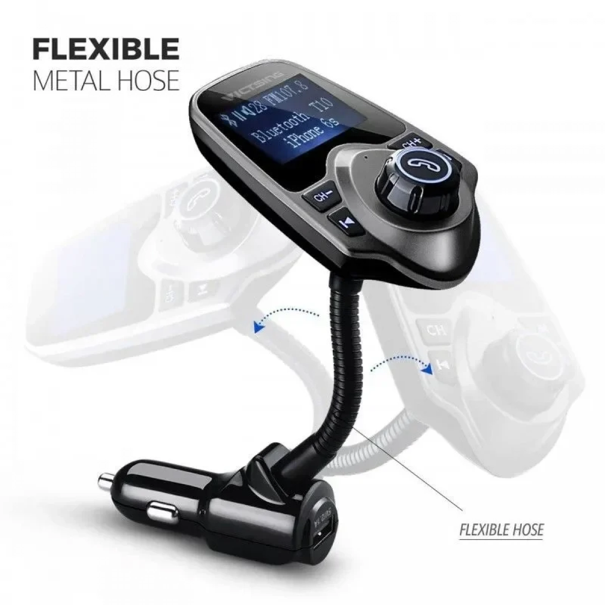 ARTSOUND T10 Ασύρματος Αναμεταδότης Αυτοκινήτου FM Hands-Free Bluetooth MP3 Player