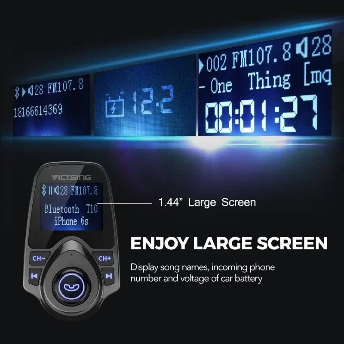 ARTSOUND T10 Ασύρματος Αναμεταδότης Αυτοκινήτου FM Hands-Free Bluetooth MP3 Player