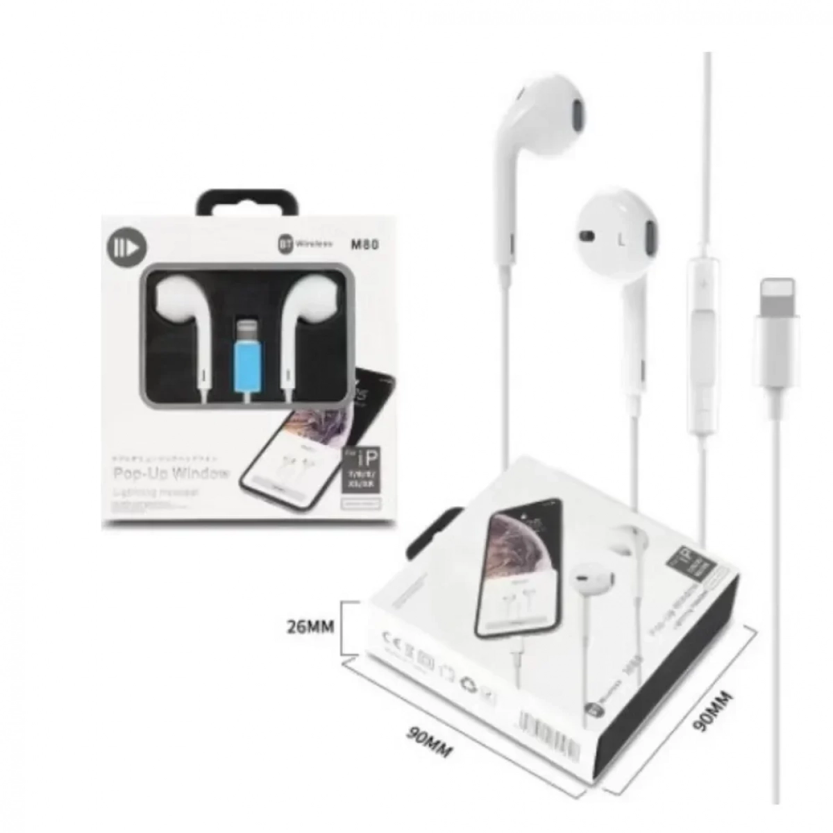 M80 In-ear Handsfree με Βύσμα Lightning Λευκό