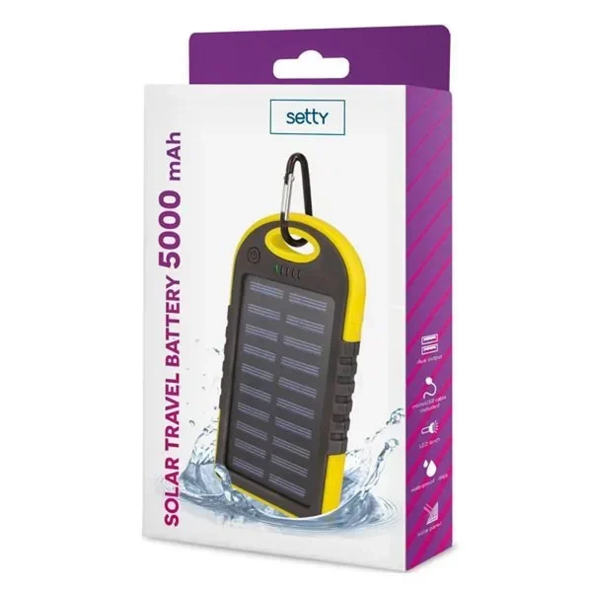 Setty solar power bank 5000 mAh Yellow