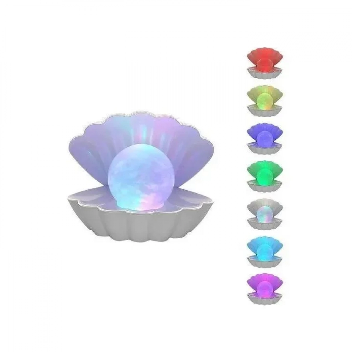 Clam Shell Lamp Επιτραπέζιο Διακοσμητικό Φωτιστικό με Φωτισμό RGB LED σε Λευκό Χρώμα