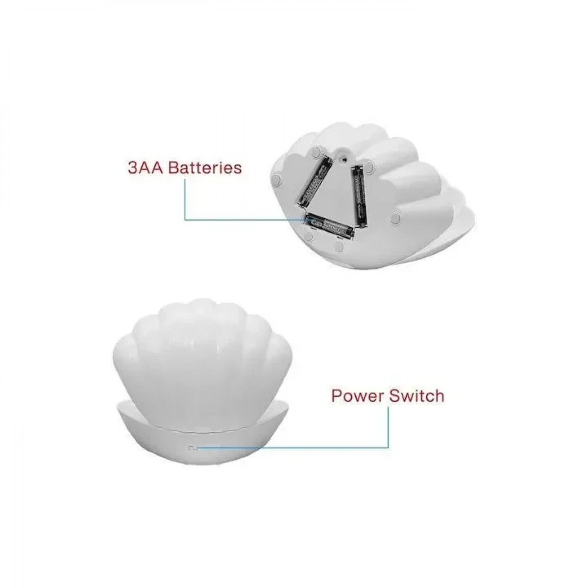 Clam Shell Lamp Επιτραπέζιο Διακοσμητικό Φωτιστικό με Φωτισμό RGB LED σε Λευκό Χρώμα