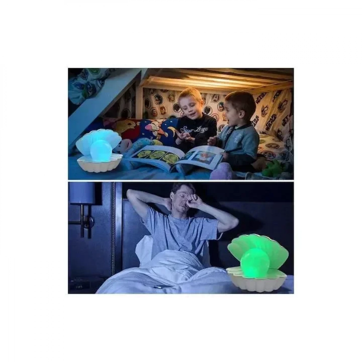 Clam Shell Lamp Επιτραπέζιο Διακοσμητικό Φωτιστικό με Φωτισμό RGB LED σε Λευκό Χρώμα